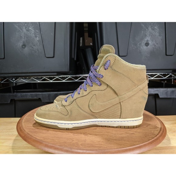 Nike Womens Dunk Sky Hi Suede Bamboo Sneaker Wedges 528899-201 Size 10 - Picture 8 of 16